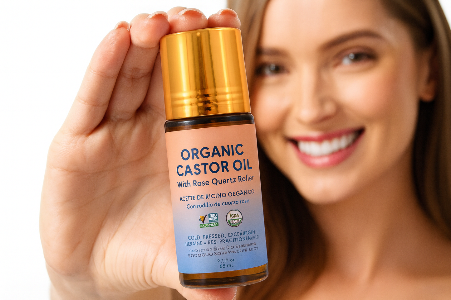 Organic Rose Quartz Castor Oil Roll-on